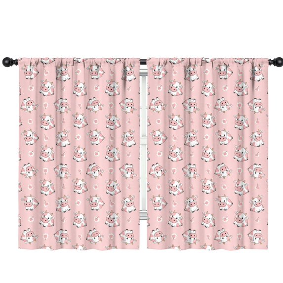 Blackout Kids Curtains,Pink Cow Cherry Pattern Childrens Insulated Curtains Set Of 2,Bedroom Essentials,Toddler Room Decor 42x63in(106x160cm)