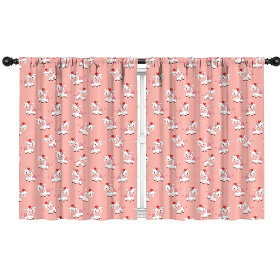 Blackout Kids Curtains,Pink Cow Heart Pattern Childrens Insulated Curtains Set Of 2,Bedroom Essentials,Toddler Room Decor 42x54in(106x137cm)