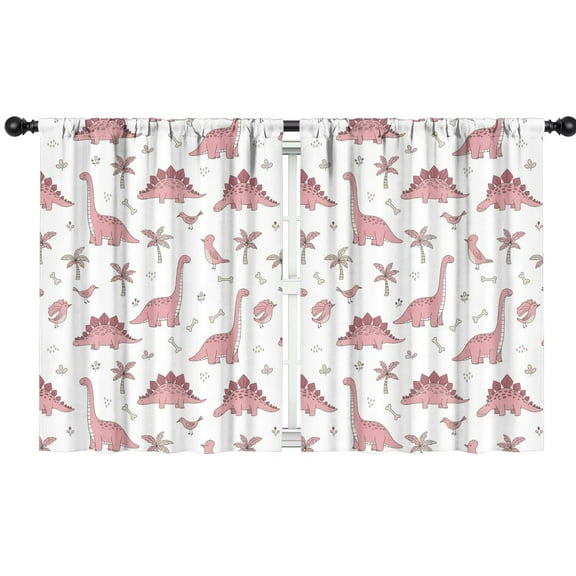Blackout Kids Curtains,Pink Dinosaur and Bird Pattern Childrens Insulated Curtains Set Of 2,Bedroom Essentials,Toddler Room Decor 42"x54"