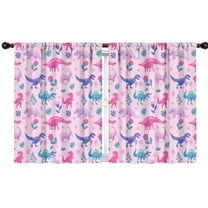 Blackout Kids Curtains,Pink Dinosaurs Flowers Leaves Pattern Childrens Insulated Curtains Set Of 2,Bedroom Essentials,Toddler Room Decor 42"x54"