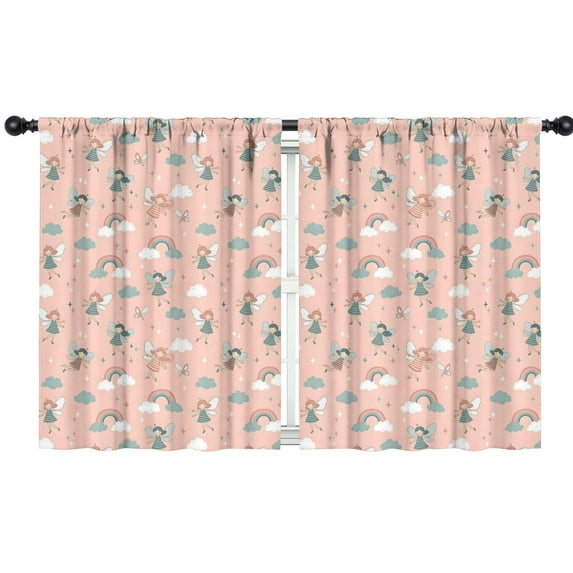 Blackout Kids Curtains,Pink Fairy Rainbow Pattern Childrens Insulated Curtains Set Of 2,Bedroom Essentials,Toddler Room Decor 42"x54"