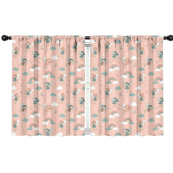 Blackout Kids Curtains,Pink Fairy Rainbow Pattern Childrens Insulated Curtains Set Of 2,Bedroom Essentials,Toddler Room Decor 42"x54"