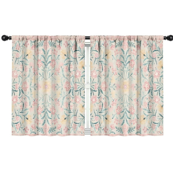 Blackout Kids Curtains,Pink Floral Pattern Childrens Insulated Curtains Set Of 2,Bedroom Essentials,Toddler Room Decor 42x54in(106x137cm)