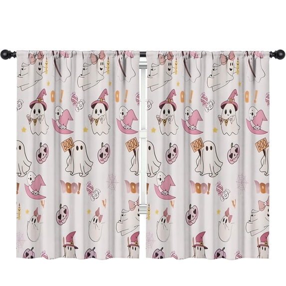 Blackout Kids Curtains,Pink Halloween Ghosts Childrens Insulated Curtains Set Of 2,Bedroom Essentials,Toddler Room Decor 52"x84"