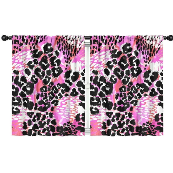 Blackout Kids Curtains,Pink Leopard Pattern Childrens Insulated Curtains Set Of 2,Bedroom Essentials,Toddler Room Decor 42"x54"