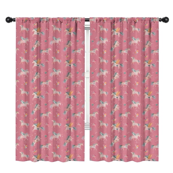 Blackout Kids Curtains,Pink Unicorn Pattern Childrens Insulated Curtains Set Of 2,Bedroom Essentials,Toddler Room Decor 42"x84"