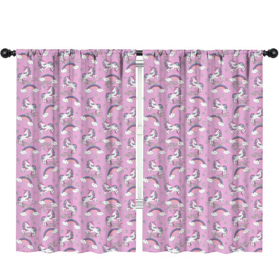 Blackout Kids Curtains,Pink Unicorn Rainbow Cloud Pattern Childrens Insulated Curtains Set Of 2,Bedroom Essentials,Toddler Room Decor 52"x84"