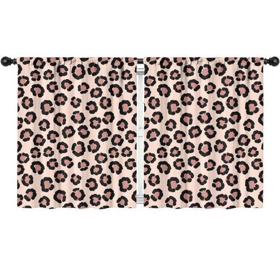 Blackout Kids Curtains,Pink and Beige Leopard Print Children's Insulated Curtains Set Of 2,Bedroom Essentials,Toddler Room Decor 52"x63"