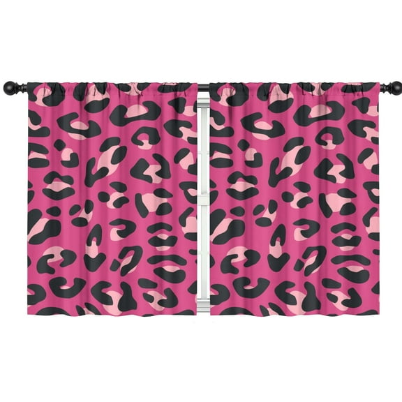 Blackout Kids Curtains,Pink and Black Of Leopard Print Childrens Insulated Curtains Set Of 2,Bedroom Essentials,Toddler Room Decor 42"x54"