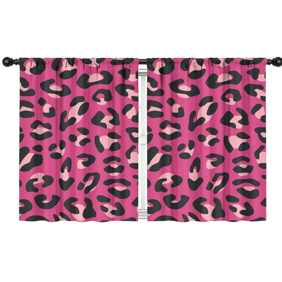 Blackout Kids Curtains,Pink and Black Of Leopard Print Childrens Insulated Curtains Set Of 2,Bedroom Essentials,Toddler Room Decor 42"x54"