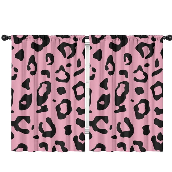Blackout Kids Curtains,Pink and Black Of Leopard Print Childrens Insulated Curtains Set Of 2,Bedroom Essentials,Toddler Room Decor 42"x63"