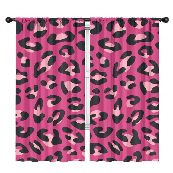 Blackout Kids Curtains,Pink and Black Of Leopard Print Childrens Insulated Curtains Set Of 2,Bedroom Essentials,Toddler Room Decor 42"x84"