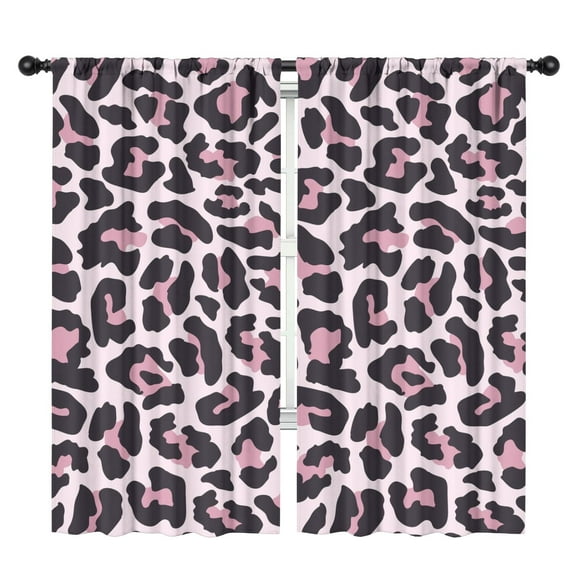 Blackout Kids Curtains,Pink and Black Of Leopard Print Childrens Insulated Curtains Set Of 2,Bedroom Essentials,Toddler Room Decor 42"x84"