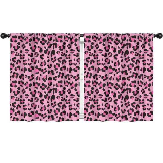 Blackout Kids Curtains,Pink and Black Of Leopard Print Childrens Insulated Curtains Set Of 2,Bedroom Essentials,Toddler Room Decor 52"x63"