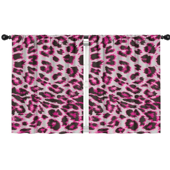 Blackout Kids Curtains,Pink and Gray Of Leopard Print Childrens Insulated Curtains Set Of 2,Bedroom Essentials,Toddler Room Decor 42"x54"
