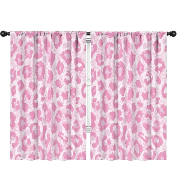 Blackout Kids Curtains,Pink and Pink Of Leopard Print Childrens Insulated Curtains Set Of 2,Bedroom Essentials,Toddler Room Decor 52"x84"