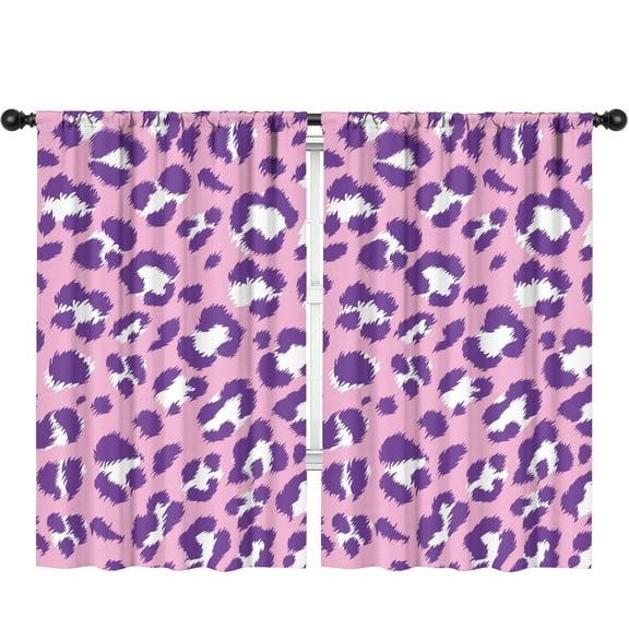 Blackout Kids Curtains,Pink and Purple Of Leopard Print Childrens Insulated Curtains Set Of 2,Bedroom Essentials,Toddler Room Decor 52"x84"
