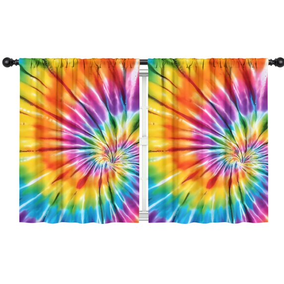 Blackout Kids Curtains,Pink and Yellow Tie Dye Pattern Children's Insulated Curtains Set Of 2,Bedroom Essentials,Toddler Room Decor 42"x54"
