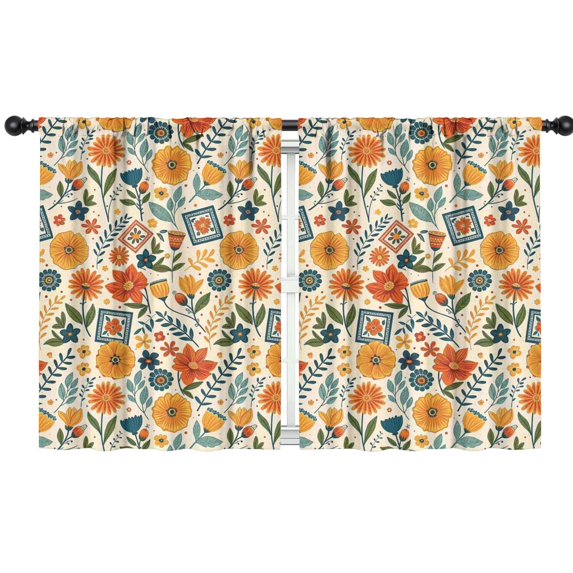 Blackout Kids Curtains,Pioneer Flower Childrens Insulated Curtains Set Of 2,Bedroom Essentials,Toddler Room Decor 42x54in(106x137cm)