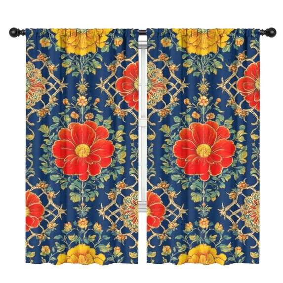 Blackout Kids Curtains,Pioneer Flower Childrens Insulated Curtains Set Of 2,Bedroom Essentials,Toddler Room Decor 42x84in(106x213cm)