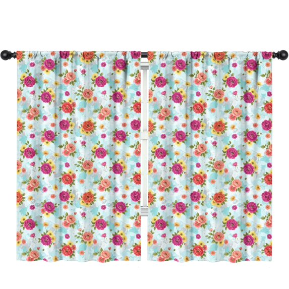 Blackout Kids Curtains,Pioneer Flower Floral Print Pattern Children's Insulated Curtains Set Of 2,Bedroom Essentials,Toddler Room Decor 52"x84"