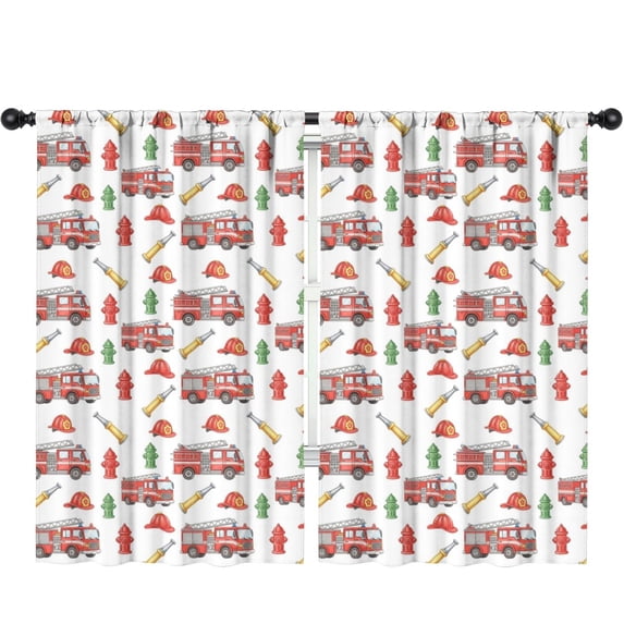 Blackout Kids Curtains,Fireman and Helmet White Pattern Children's Insulated Curtains Set Of 2,Bedroom Essentials,Toddler Room Decor 52"x84"