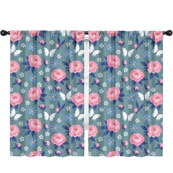 Blackout Kids Curtains,Pioneer Flower Floral Print Pattern Children's Insulated Curtains Set Of 2,Bedroom Essentials,Toddler Room Decor 52"x84"