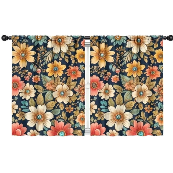 Blackout Kids Curtains,Pioneer Flower Floral Print Pattern Childrens Insulated Curtains Set Of 2,Bedroom Essentials,Toddler Room Decor 42"x54"
