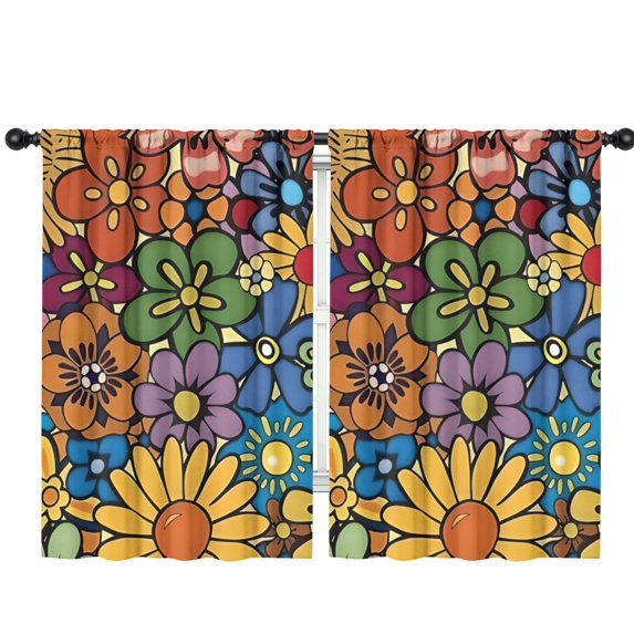 Blackout Kids Curtains,Pioneer Flower Floral Print Pattern Childrens Insulated Curtains Set Of 2,Bedroom Essentials,Toddler Room Decor 42"x63"