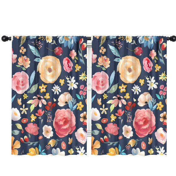 Blackout Kids Curtains,Pioneer Flower Floral Print Pattern Childrens Insulated Curtains Set Of 2,Bedroom Essentials,Toddler Room Decor 42"x63"