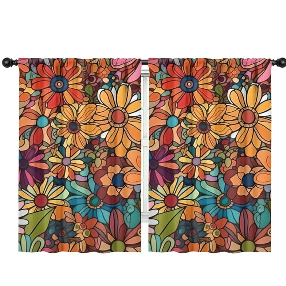 Blackout Kids Curtains,Pioneer Flower Floral Print Pattern Childrens Insulated Curtains Set Of 2,Bedroom Essentials,Toddler Room Decor 42"x63"