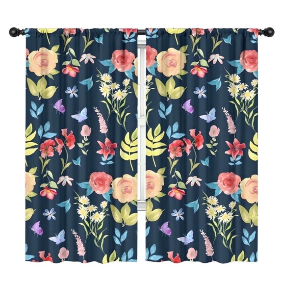 Blackout Kids Curtains,Pioneer Flower Floral Print Pattern Childrens Insulated Curtains Set Of 2,Bedroom Essentials,Toddler Room Decor 42"x84"