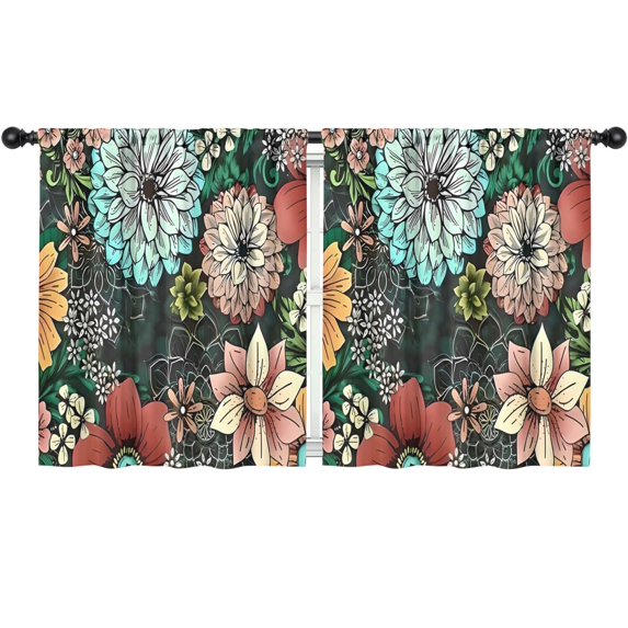 Blackout Kids Curtains,Pioneer Flower Floral Print Pattern Childrens Insulated Curtains Set Of 2,Bedroom Essentials,Toddler Room Decor 52"x63"