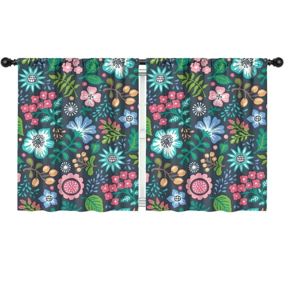 Blackout Kids Curtains,Pioneer Flower Floral Print Pattern Childrens Insulated Curtains Set Of 2,Bedroom Essentials,Toddler Room Decor 52"x63"