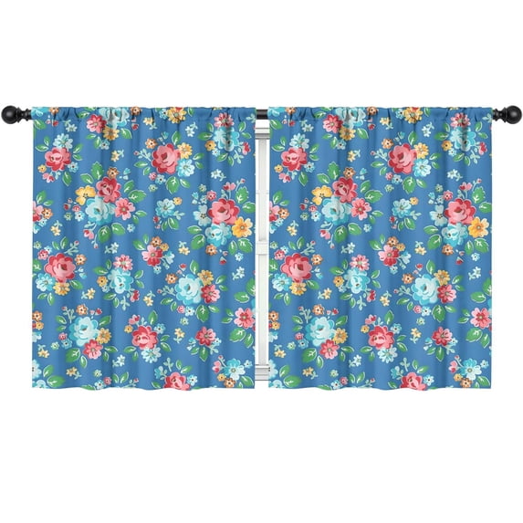 Blackout Kids Curtains,Pioneer Flower Floral Print Pattern Childrens Insulated Curtains Set Of 2,Bedroom Essentials,Toddler Room Decor 52"x63"