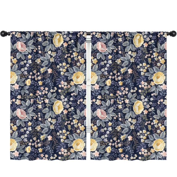 Blackout Kids Curtains,Pioneer Flower Floral Print Pattern Childrens Insulated Curtains Set Of 2,Bedroom Essentials,Toddler Room Decor 52"x84"