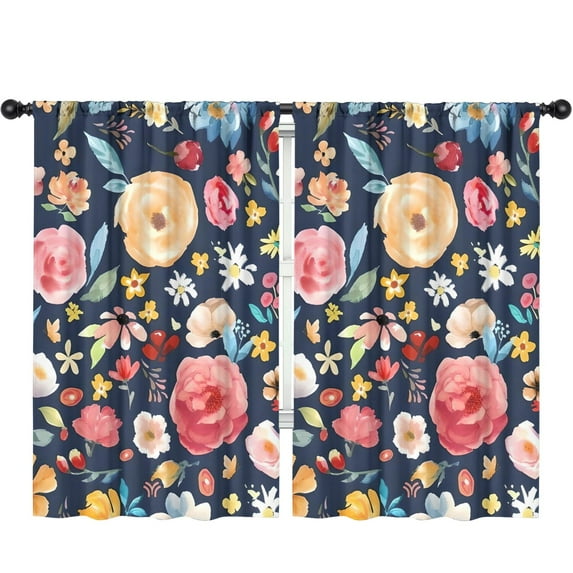 Blackout Kids Curtains,Pioneer Flower Floral Print Pattern Childrens Insulated Curtains Set Of 2,Bedroom Essentials,Toddler Room Decor 52"x84"