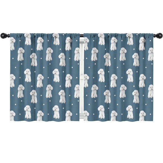 Blackout Kids Curtains,Poodle Dog and Footprint Childrens Insulated Curtains Set Of 2,Bedroom Essentials,Toddler Room Decor 52x63in(132x160cm)