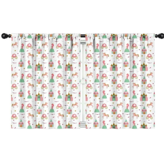 Blackout Kids Curtains,Princess Castle Pattern Childrens Insulated Curtains Set Of 2,Bedroom Essentials,Toddler Room Decor 42"x54"