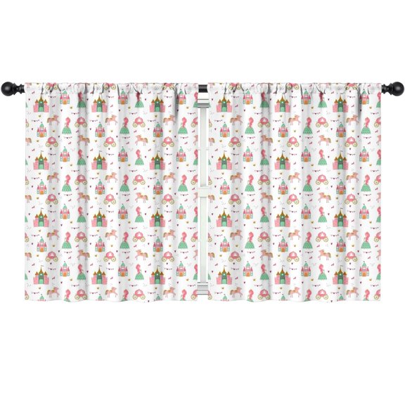 Blackout Kids Curtains,Princess Castle Pattern Childrens Insulated Curtains Set Of 2,Bedroom Essentials,Toddler Room Decor 52"x63"