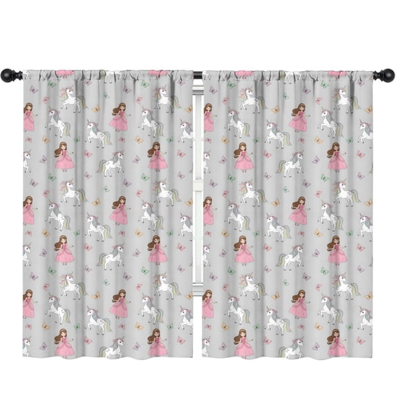 Blackout Kids Curtains,Princess Unicorn Butterfly Pattern Childrens Insulated Curtains Set Of 2,Bedroom Essentials,Toddler Room Decor 52"x84"