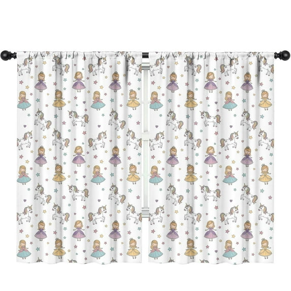 Blackout Kids Curtains,Princess Unicorn Star Pattern Childrens Insulated Curtains Set Of 2,Bedroom Essentials,Toddler Room Decor 52"x84"