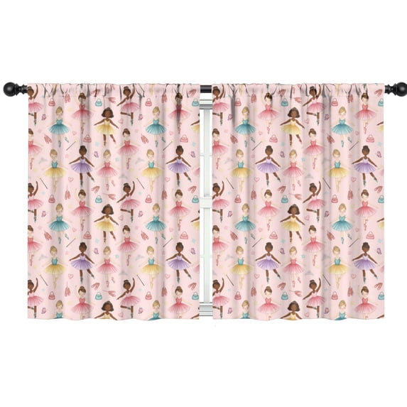 Blackout Kids Curtains,Princess and Ballerina Pink Pattern Children's Insulated Curtains Set Of 2,Bedroom Essentials,Toddler Room Decor 42"x54"
