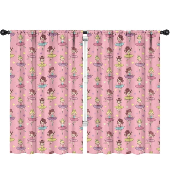 Blackout Kids Curtains,Princess and Ballerina Pink Pattern Children's Insulated Curtains Set Of 2,Bedroom Essentials,Toddler Room Decor 52"x84"