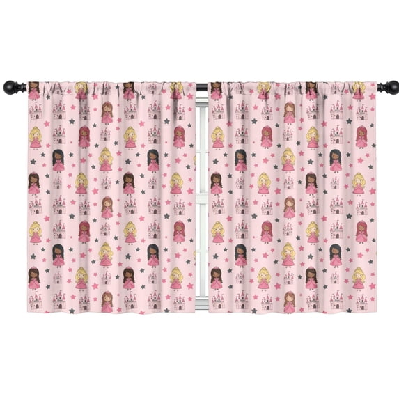 Blackout Kids Curtains,Princess and Castle Pink Pattern Children's Insulated Curtains Set Of 2,Bedroom Essentials,Toddler Room Decor 42"x54"