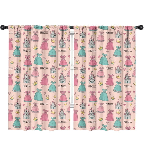 Blackout Kids Curtains,Princess and Dress Pink Pattern Children's Insulated Curtains Set Of 2,Bedroom Essentials,Toddler Room Decor 52"x84"