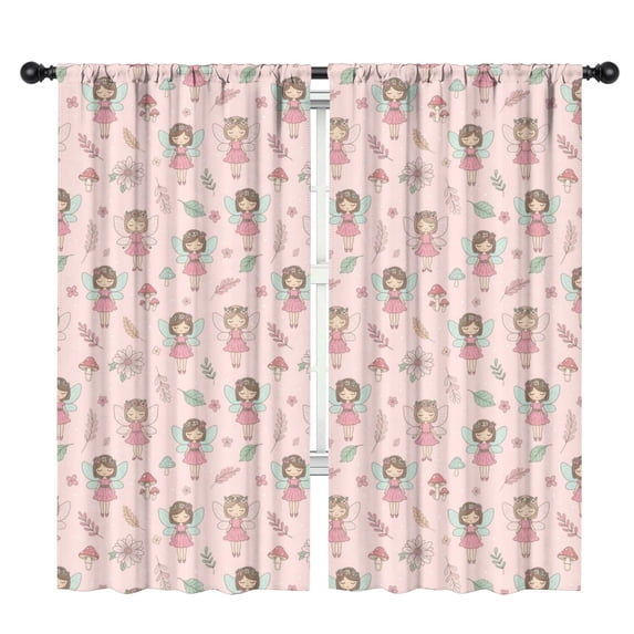Blackout Kids Curtains,Princess and Fairy Pink Pattern Children's Insulated Curtains Set Of 2,Bedroom Essentials,Toddler Room Decor 42"x84"