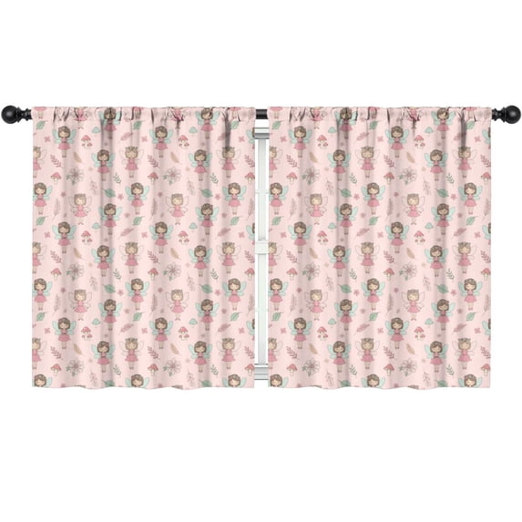Blackout Kids Curtains,Princess and Fairy Pink Pattern Children's Insulated Curtains Set Of 2,Bedroom Essentials,Toddler Room Decor 52"x63"