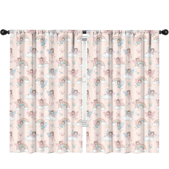 Blackout Kids Curtains,Princess and Fairy Pink Pattern Children's Insulated Curtains Set Of 2,Bedroom Essentials,Toddler Room Decor 52"x84"