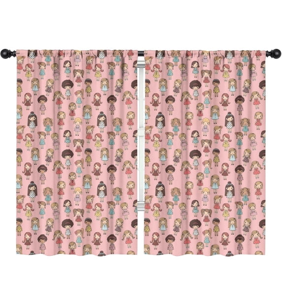 Blackout Kids Curtains,Princess and Girl Pink Pattern Children's Insulated Curtains Set Of 2,Bedroom Essentials,Toddler Room Decor 52"x84"